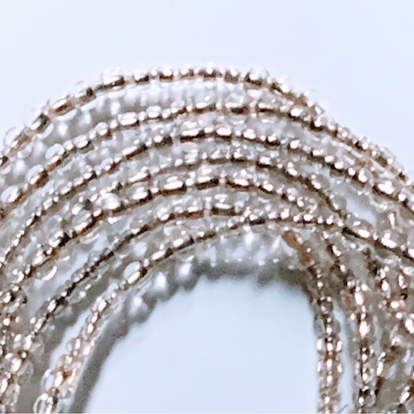 ⚗️Set of 7 Crystal Clear Seed Bead Stretch Silver Tone Bracelets by Cookie Lee - Picture 5 of 7